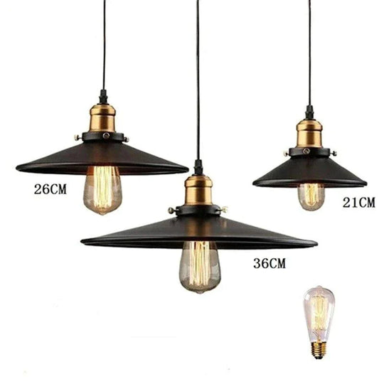 Vintage Pendant Light Industrial Retro Lamp E27 Holder Metal Lustres Loft Hanging Lampshades Dining