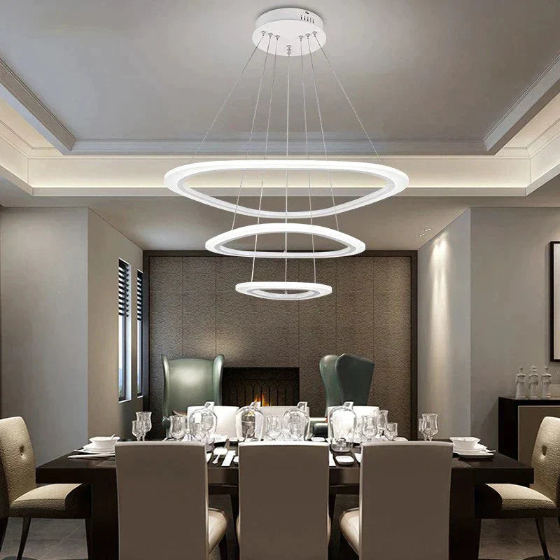 Black&White Modern Led Pendant Light For Living Room Bedroom Dining Lustre Acrylic Cricles Led