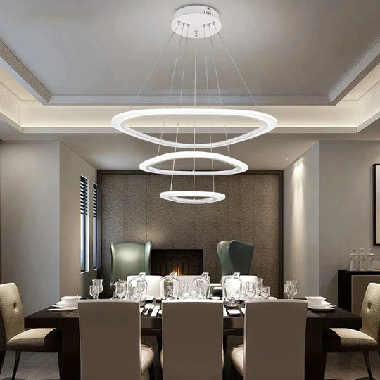 Black&White Modern Led Pendant Light For Living Room Bedroom Dining Lustre Acrylic Cricles Led