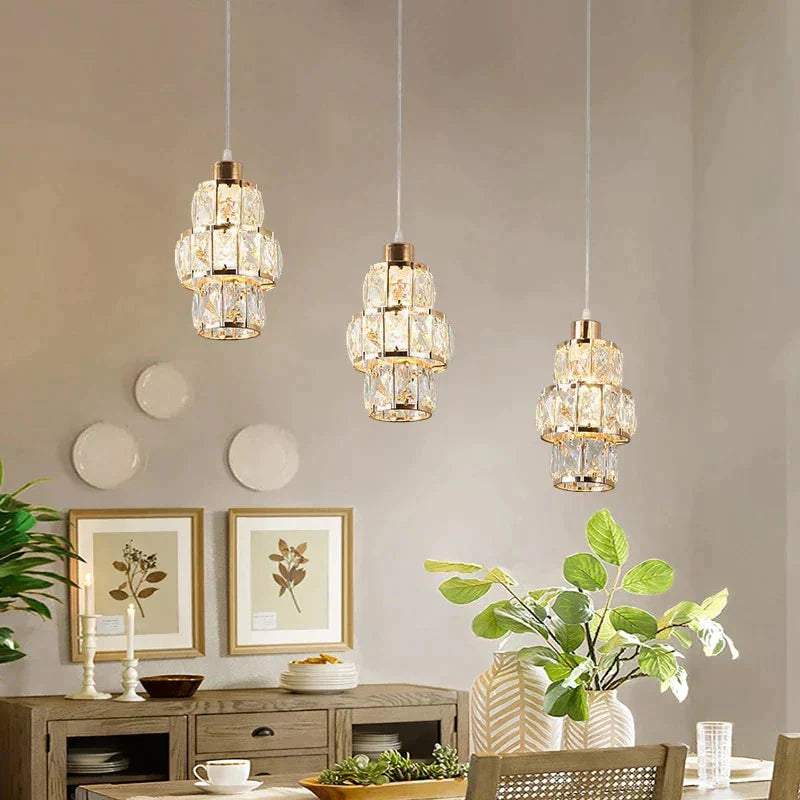 Nordic Led Pendant Lights Crystal Gold Hanging Lamp For Dining Table Bar Kitchen Living Room