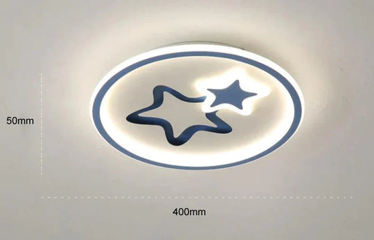 Creative Blue Star Children’s Room Ceiling Lamp Blue - 40Cm Tricolor Light