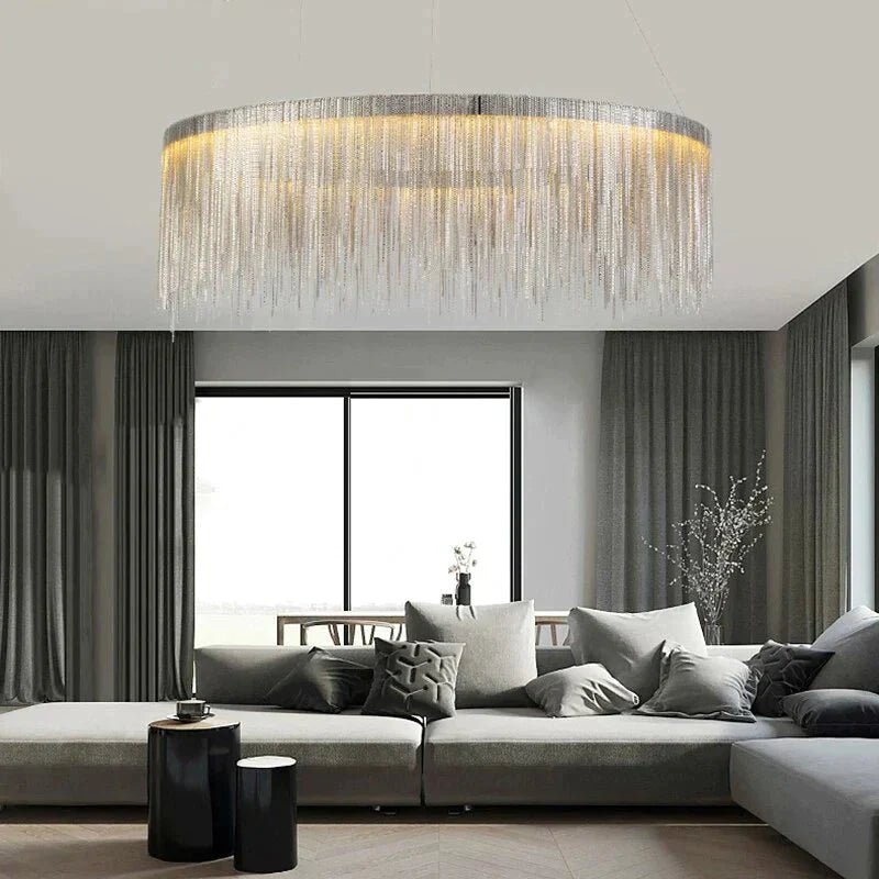 Modern Pendant Light For Bar Led Lamp Dining Simple Silver Waterfall Lamps Vintage Lights Living