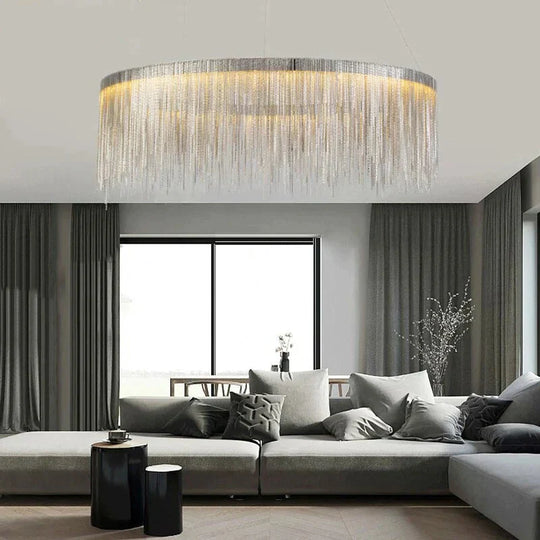 Modern Pendant Light For Bar Led Lamp Dining Simple Silver Waterfall Lamps Vintage Lights Living