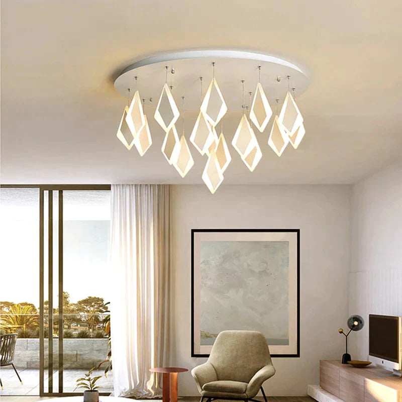 Post Modern Led Pendant Lights Rhombus Acrylic Decor Lamp For Dining Room Bedroom Kitchen Nordic