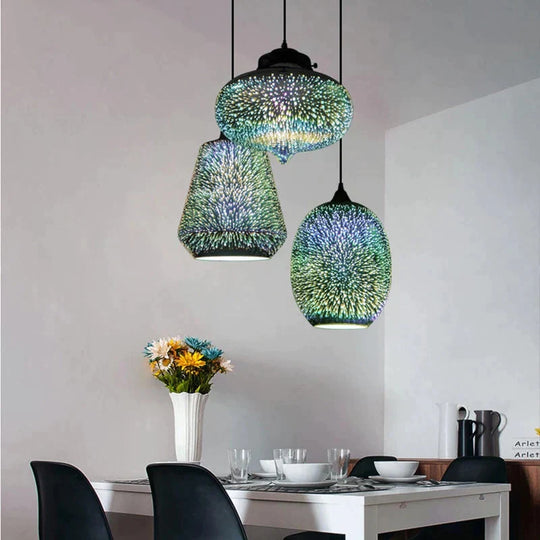 Shiny 3D Led Pendant Lights Lustre Pendente For Bar Living Room Kitchen Modern Glass Industrial