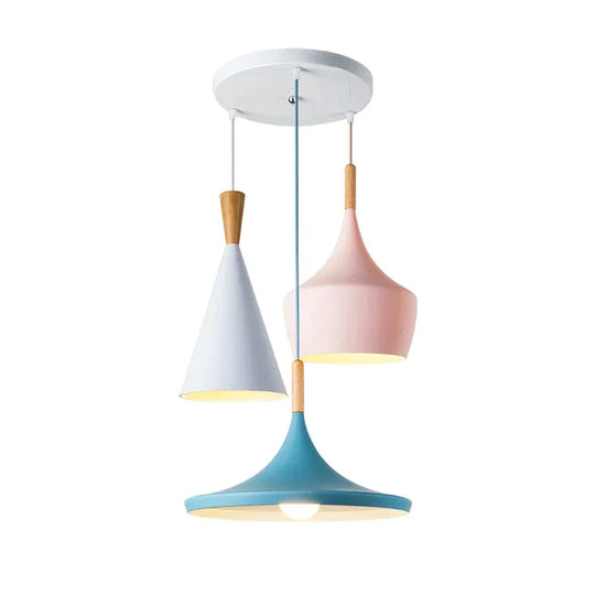 Nordic Creative Bar Loft Pendant Lights Cafe Restaurant Bedroom Multicolor Aluminum Lamp Shade Wood