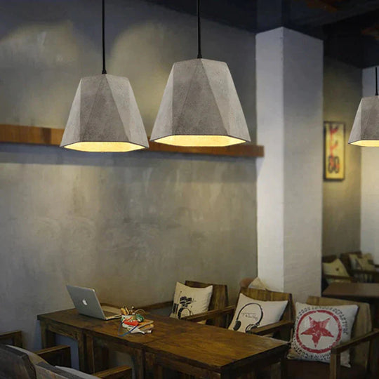 Retro Loft Concrete Pendant Light E27 Led Industrial Deco Hanging Lamp Cement With 5 Styles For