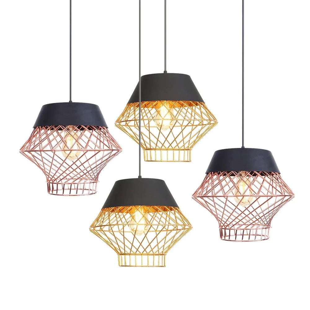 Retro Industrial Creative Iron Hanging Lamps E27 Pendant Lights For Living Room Bedroom Bedside