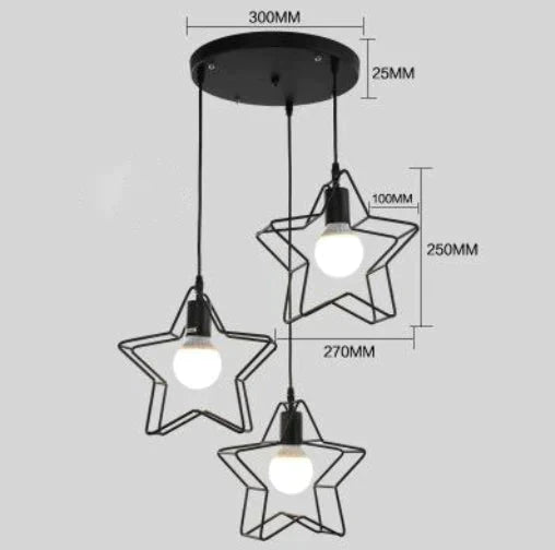 Nordic Creative Lovely Star Chandelier Three Black (Disc) / Without Bulb Ceiling