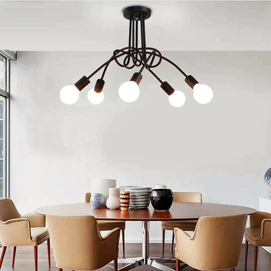 Modern Industrial Creative Personality Spider Led E27 Ceiling Light For Bedroom Living Room Study