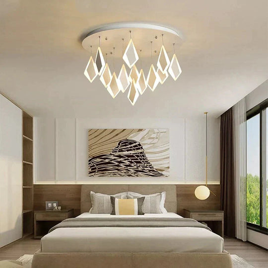 Post Modern Led Pendant Lights Rhombus Acrylic Decor Lamp For Dining Room Bedroom Kitchen Nordic