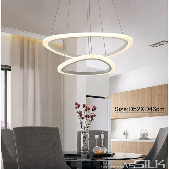 Black&White Modern Led Pendant Light For Living Room Bedroom Dining Lustre Acrylic Cricles Led