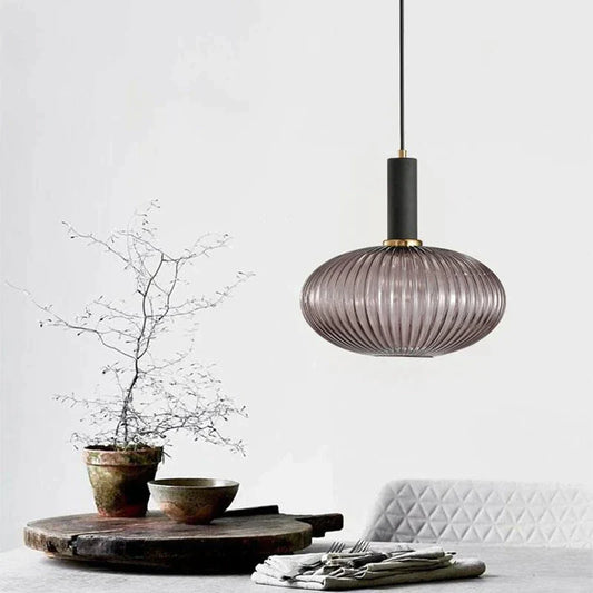 Novelty Stripe Glass Hanging Lights E27 Led 6 Color Lamp Holder Pendant For Kitchen Living Room