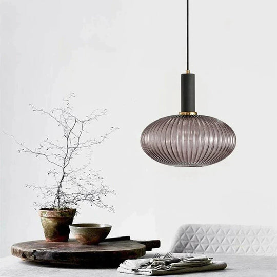 Novelty Stripe Glass Hanging Lights E27 Led 6 Color Lamp Holder Pendant For Kitchen Living Room