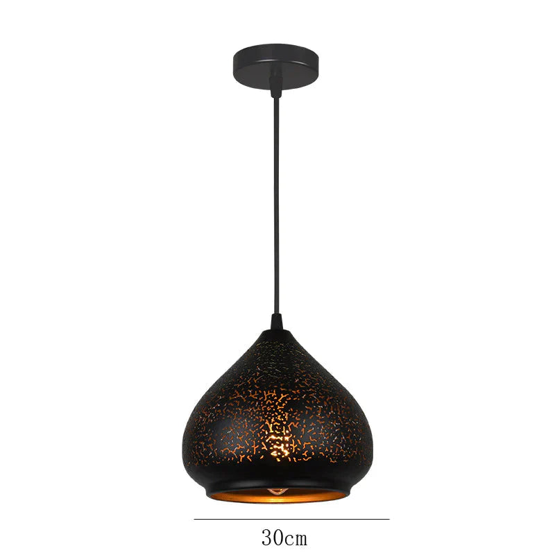 Retro Chandelier Restaurant Bar Personalized Luxury Etched Wrought Iron Black / Dia30Cm Pendant