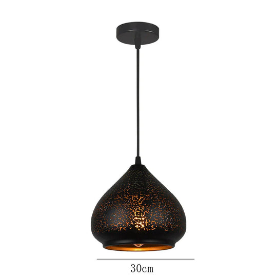 Retro Chandelier Restaurant Bar Personalized Luxury Etched Wrought Iron Black / Dia30Cm Pendant