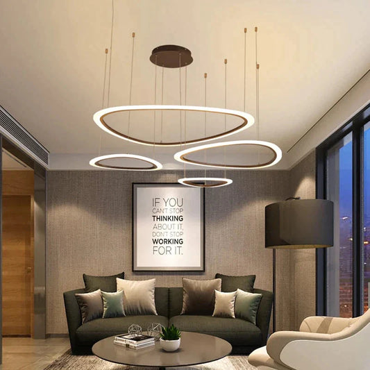 Nordic Led Pendant Lights Art Rings Hanging Lamp For Kitchen Living Room Bedroom Cafe Bar Stair