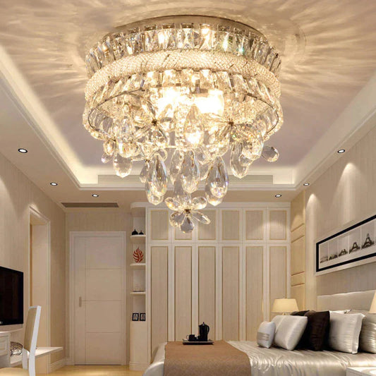 New Creative Led Crystal Pendant Lights Round Dining Room Lamp Modern Indoor Lighting For Living