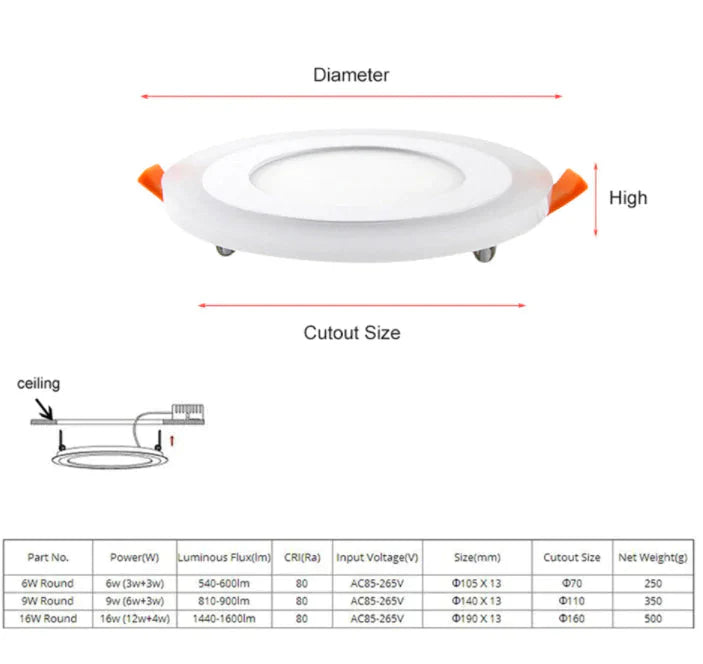 Dimmable Led Ceiling Lights Modern Lamp Living Room Bedroom Kitchen 6W 9W 16W 2 Colors Recessed