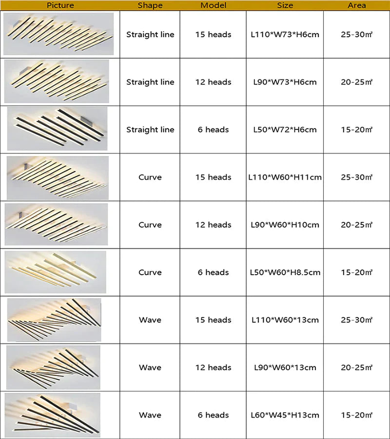 Modern Led Living Room Ceiling Lamp Simple Nordic Creative Square Line Restaurant Light In The