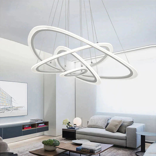 Black&White Modern Led Pendant Light For Living Room Bedroom Dining Lustre Acrylic Cricles Led