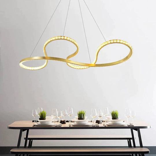 New Design Led Crystal Pendant Lights Gold Lustre Moderno For Living Room Dining Cristal Ceiling