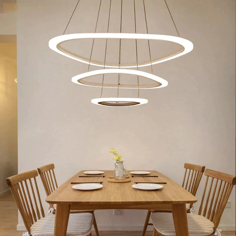 Black&White Modern Led Pendant Light For Living Room Bedroom Dining Lustre Acrylic Cricles Led