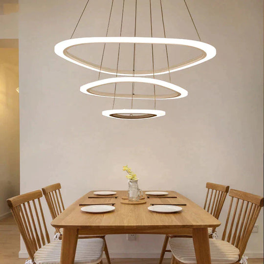 Black&White Modern Led Pendant Light For Living Room Bedroom Dining Lustre Acrylic Cricles Led