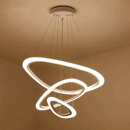 Black&White Modern Led Pendant Light For Living Room Bedroom Dining Lustre Acrylic Cricles Led