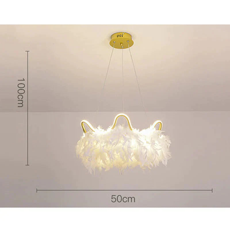 Warm Romantic Creative Crown Feather Lamp Pendant
