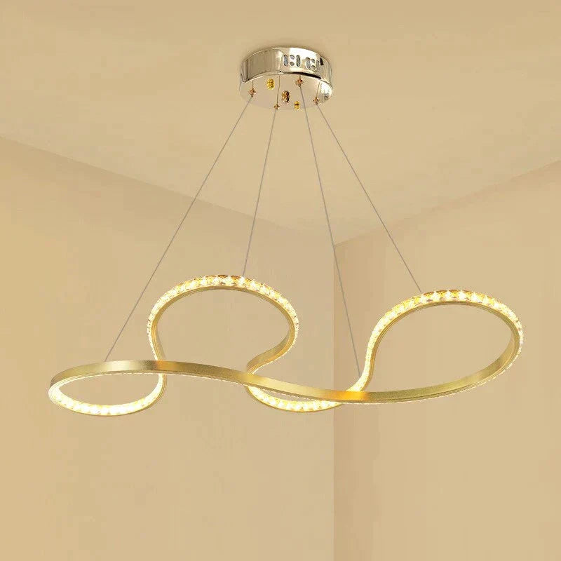 New Design Led Crystal Pendant Lights Gold Lustre Moderno For Living Room Dining Cristal Ceiling