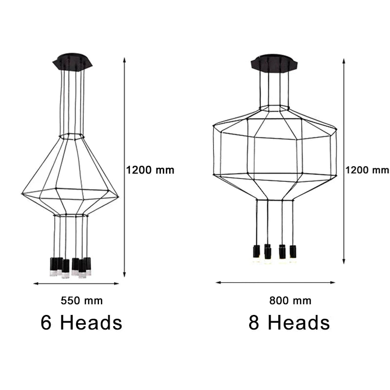 Creative Modern Art Pendant Lamp Light Black Metal Long Wire Simple Shape Kitchen Bar Hanging