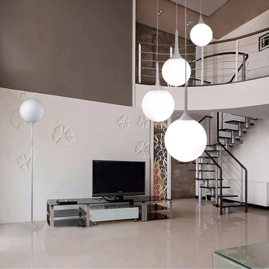 Black/White - Loft Simple Milk White Glass Ball Pendant Light Led E27 Modern Hanging Lamp With 6