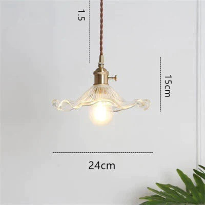 Nordic Brass Glass Chandelier Fresh Lotus Leaf Pendant
