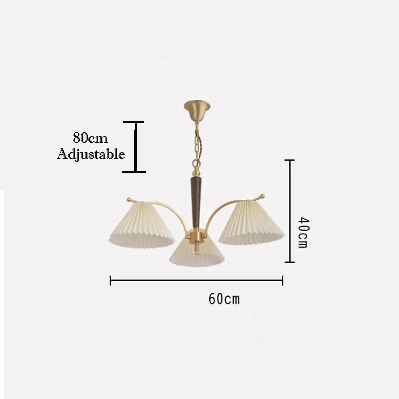 American Simple Copper Pleated Chandelier Pendant