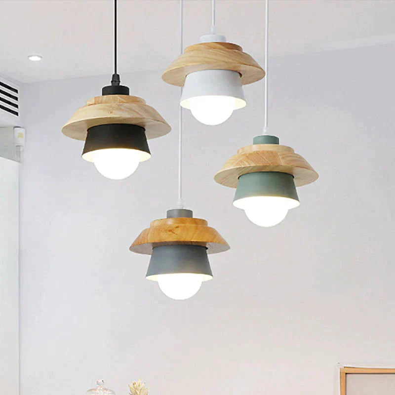 Pendant Light Led Fixture Hanging Kitchen Lamp Dining Room E27 Dinning Lights Wood Modern