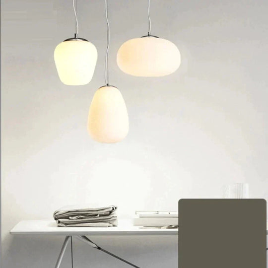 Nordic Simlpe Milky White Pendant Lights E27 Glass Single Head Lamp For Living Room Dining Bedroom