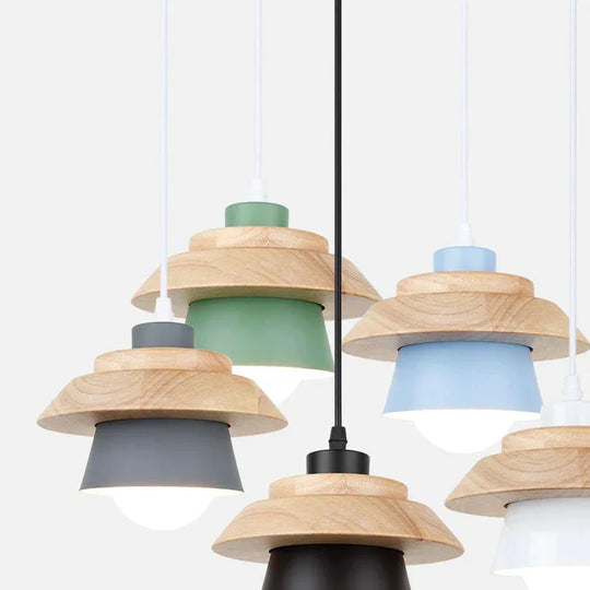 Pendant Light Led Fixture Hanging Kitchen Lamp Dining Room E27 Dinning Lights Wood Modern