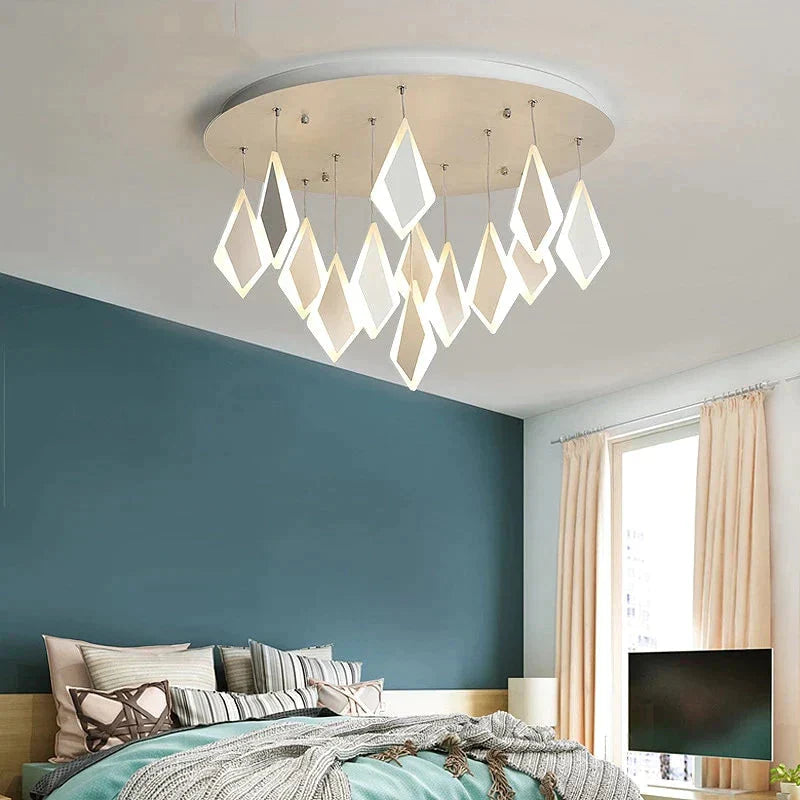 Post Modern Led Pendant Lights Rhombus Acrylic Decor Lamp For Dining Room Bedroom Kitchen Nordic
