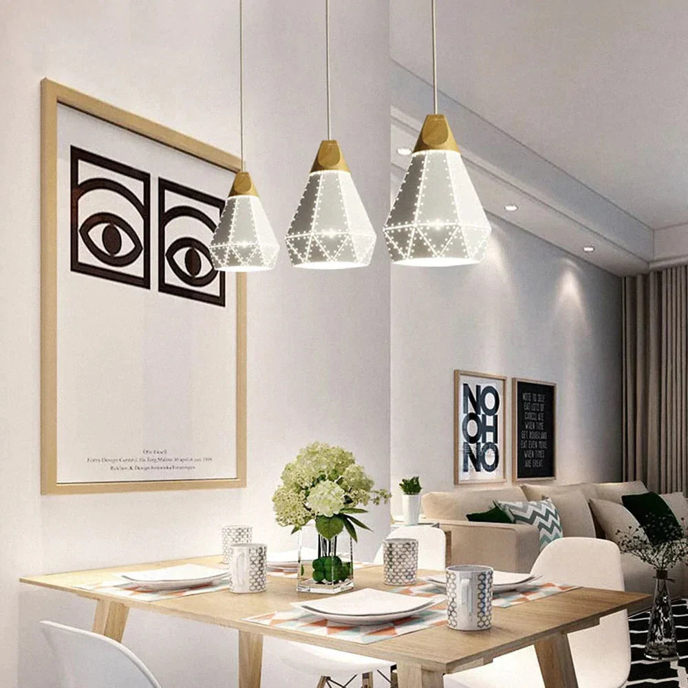 Pendant Light Modern E27 Macron Color Lamp Wood Iron Lampshade Cable 1.2M For Bedroom