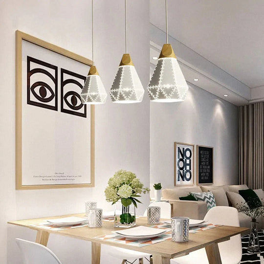 Pendant Light Modern E27 Macron Color Lamp Wood Iron Lampshade Cable 1.2M For Bedroom
