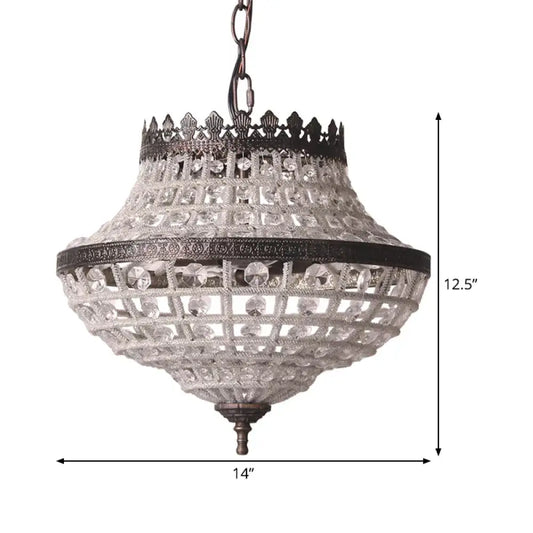 2 Bulbs Laser - Cut Ceiling Chandelier Traditional Crystal Suspended Lighting Fixture In Bronze