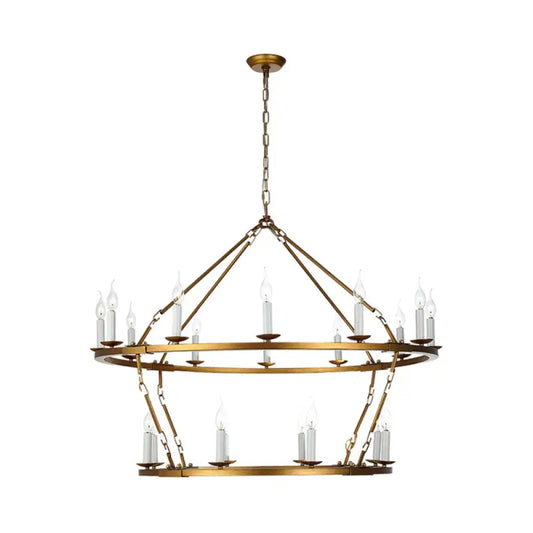 2 - Tiered Chandelier Contemporary Metal 20 Heads Gold Hanging Lamp Kit For Living Room