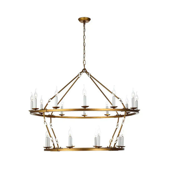 2 - Tiered Chandelier Contemporary Metal 20 Heads Gold Hanging Lamp Kit For Living Room