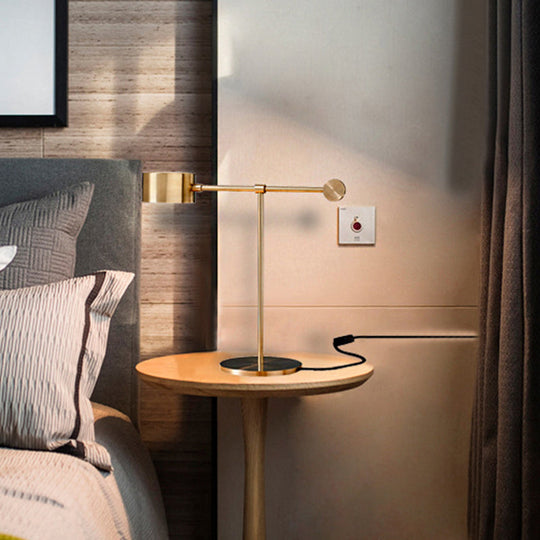 Scarlett - Modern Drum Bedroom Table Lamp Metal 1 Head Modernism Night Lighting With Lever Design