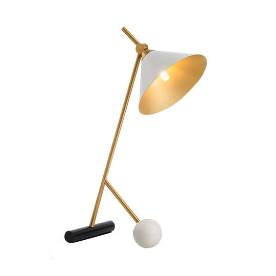 Cecilia - Sleek Minimalistic Cone Night Table Lighting Metallic 1 Bulb Bedside Nightstand Light