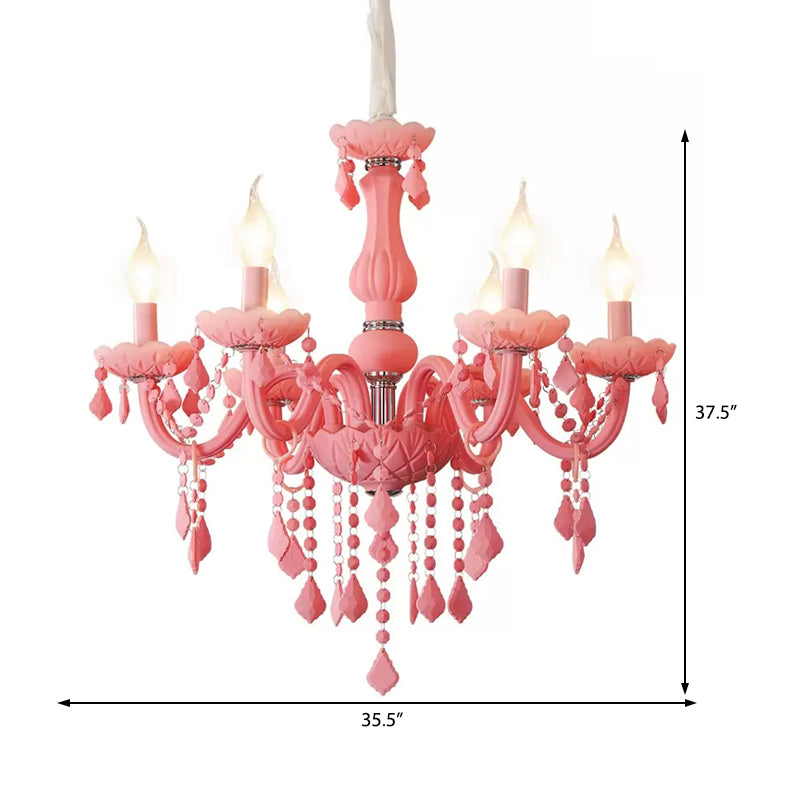 Sulafat - Macaron Crystal Deco Candle Chandelier 6 Lights Stylish Suspension
