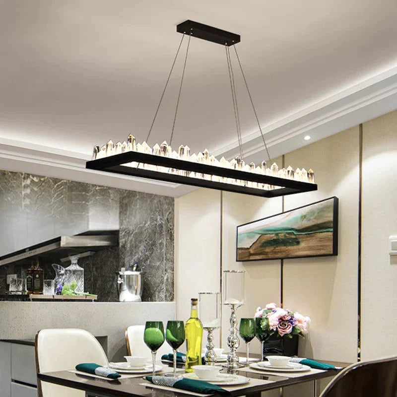 Crystal Round/Rectangle Chandelier Pendant Light