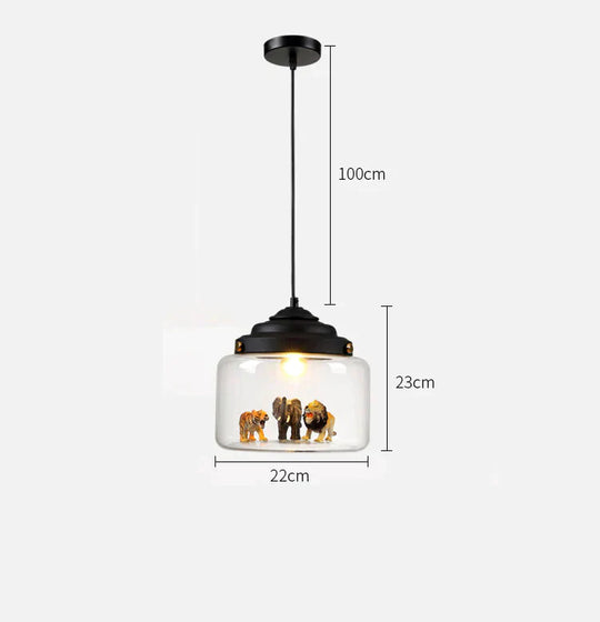 Nordic Glass Chandelier Bedroom Restaurant Coffee Shop Personality Creative Animal Cartoon Art