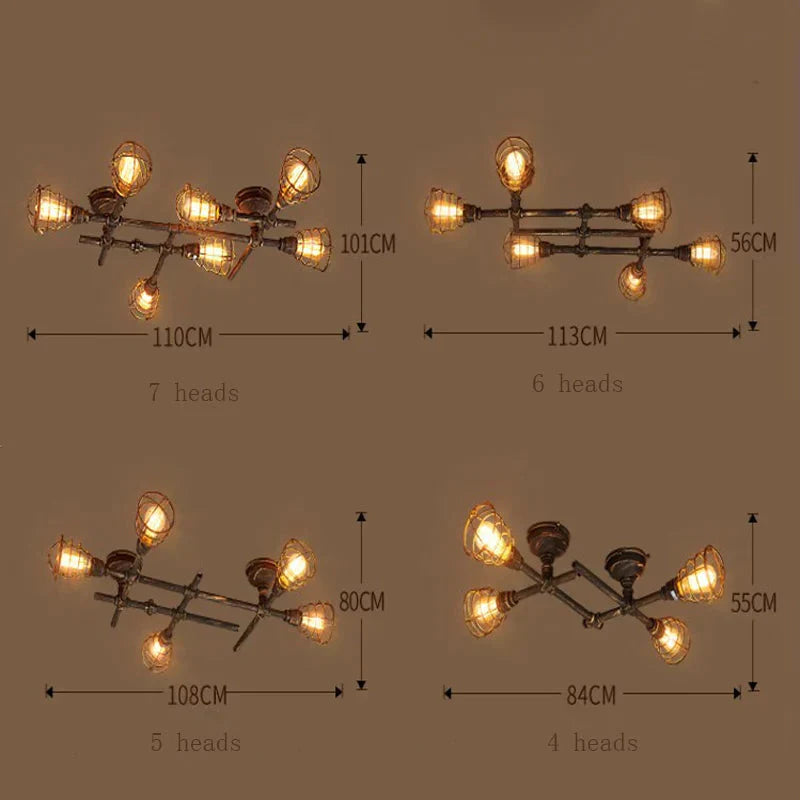 Retro Industrial Style Creative Restaurant Bar Iron Corridor Stair Lamp Water Pipe Ceiling
